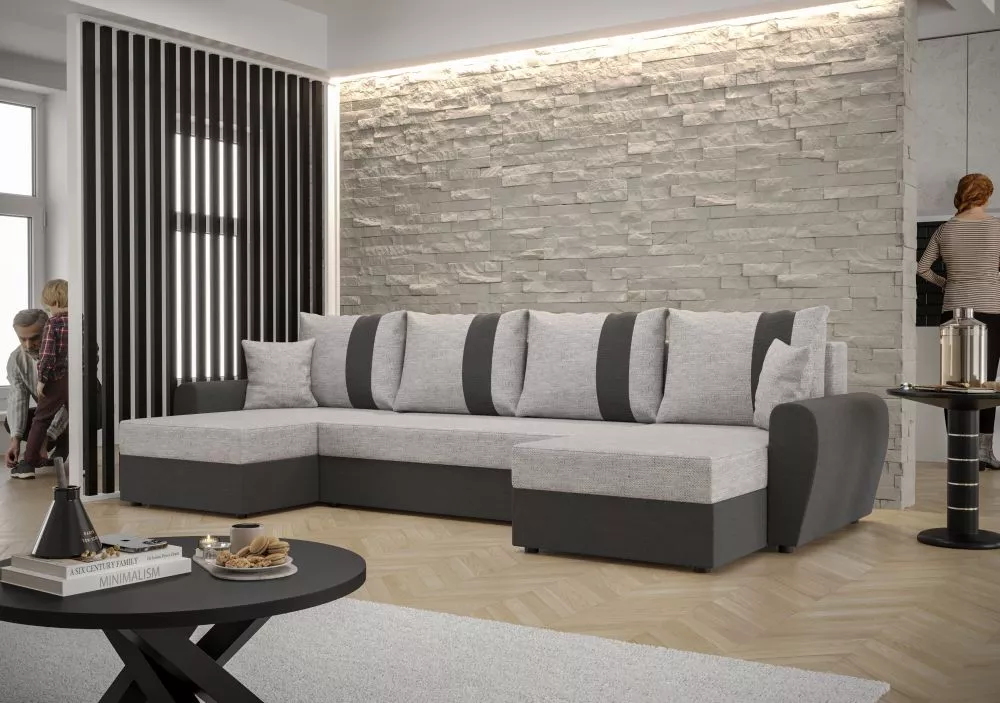 Dīvāns Davos U standard · Gaiši pelēks + tumši pelēks · 140 × 301 × 90 cm