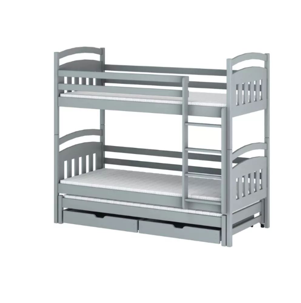 Bērnu gulta Alan L ar stelāžam Guļamvietas platums: 80 cm, Guļamvietas garums: 200 cm, · Pelēks · 87 × 208 × 164 cm