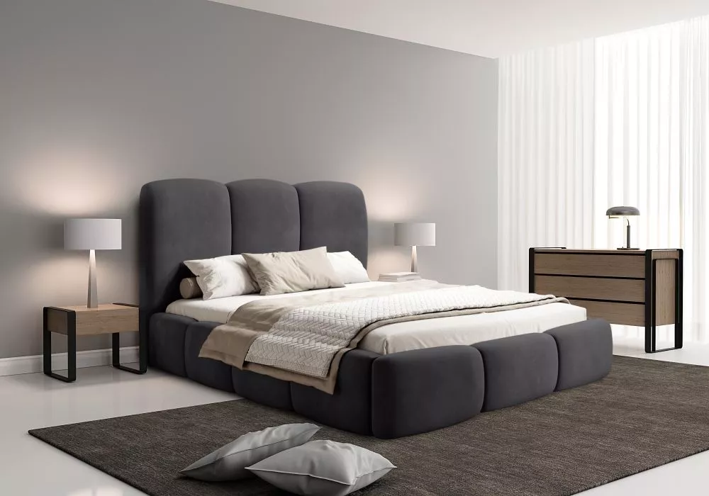 Gulta Allure Macau Standard ar stelāžu Guļamvietas platums: 180 cm, Guļamvietas garums: 200 cm, stelāžas tips: koka, · A