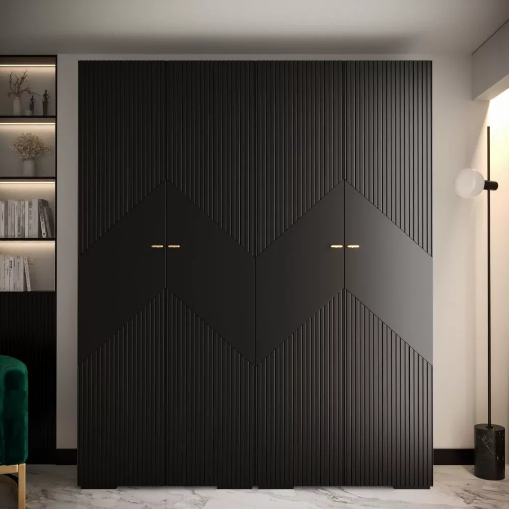 Skapis Manhattan Ryfel 2 · Melna · 200 × 47 × 236.7 cm