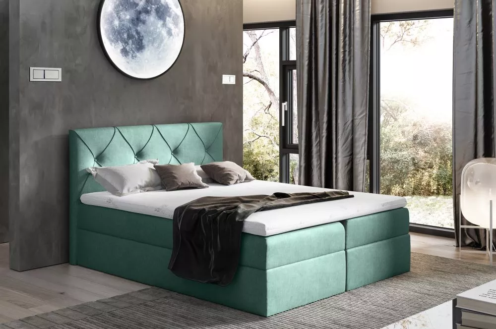 Gulta Crystal Boxspring Premium Standard Guļamvietas platums: 160 cm, Guļamvietas garums: 200 cm, · Zaļš · 164 × 208 × 1