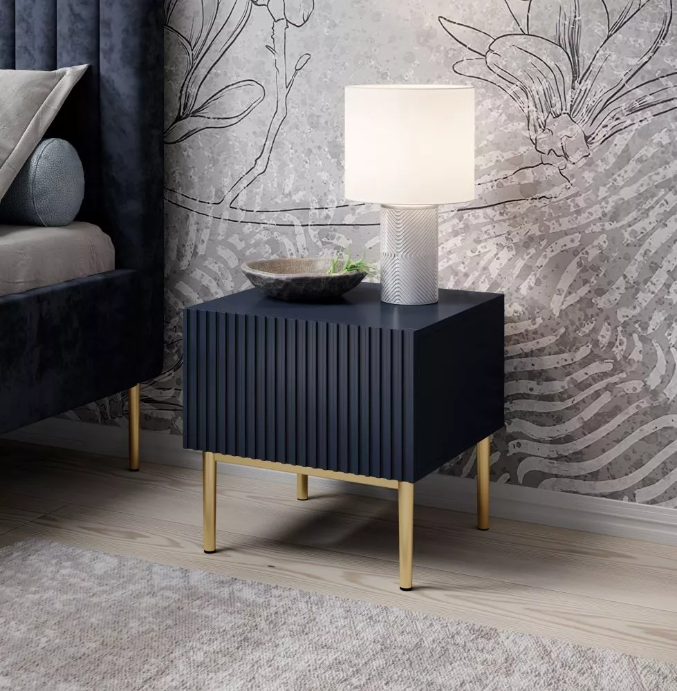 Naktsgaldiņš Nicole SN 46 1SZ Gold Set · Zils · 46 × 45 × 45 cm
