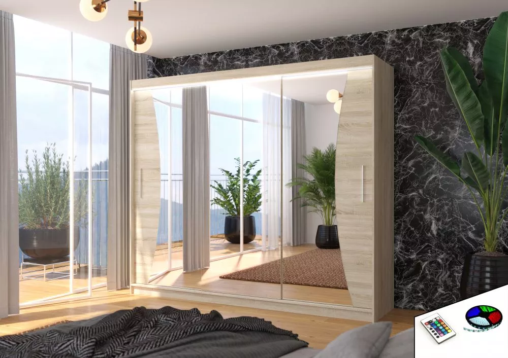 Skapis Diego Classic ar LED · Sonoma · 250 × 58 × 215 cm