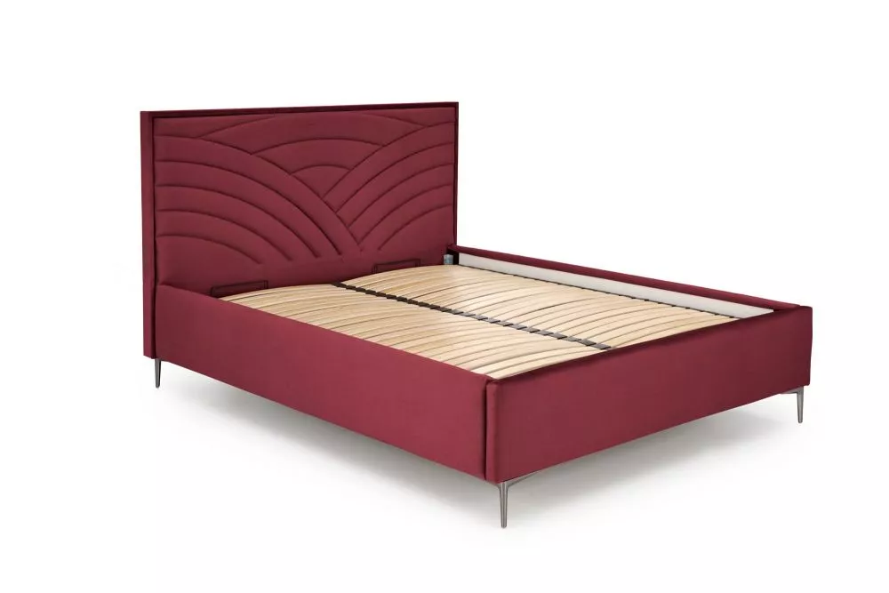 Gulta Modulo 3 160x200 ar stelāžu Guļamvietas platums: 160 cm, Guļamvietas garums: 200 cm, · Tumši sarkans · 175 × 216 ×