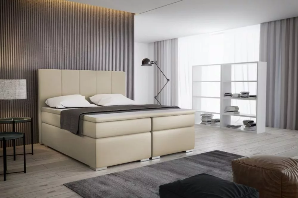 Gulta Bona Boxspring Standard Guļamvietas platums: 160 cm, Guļamvietas garums: 200 cm, · Kapučino · 170 × 206 × 120 cm