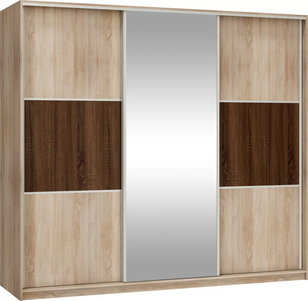Skapis Rico L240D · Sonoma + šokolādes sonoma · 230 × 65 × 216 cm