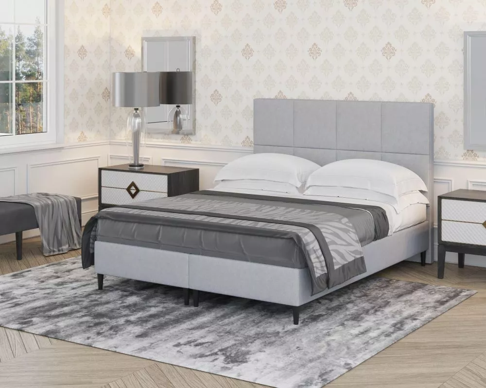 Gulta Bergamo Silver standard Guļamvietas platums: 180 cm, Guļamvietas garums: 200 cm, · Gaiši pelēks · 182 × 215 × 123 