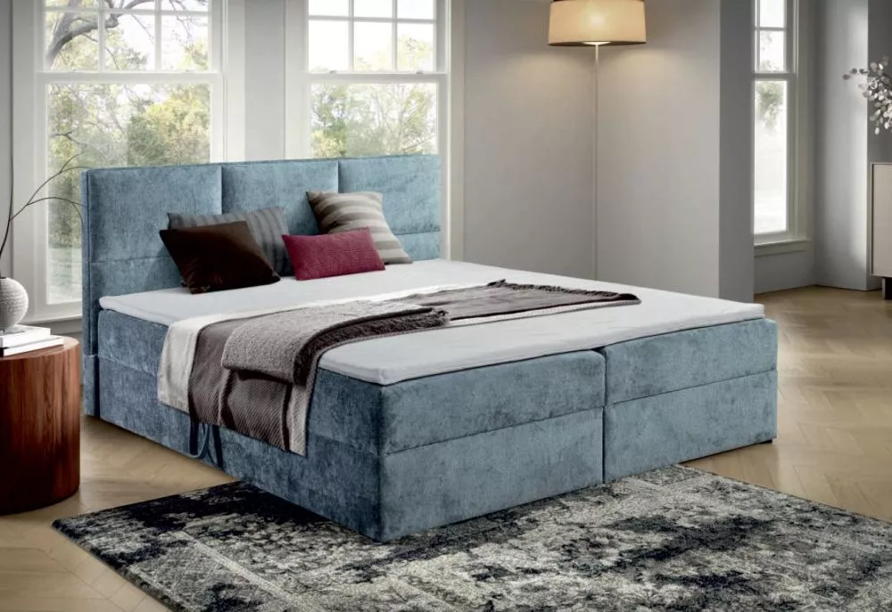Gulta Blur Boxspring Standard Guļamvietas platums: 140 cm, Guļamvietas garums: 200 cm, · Zils · 145 × 210 × 104 cm
