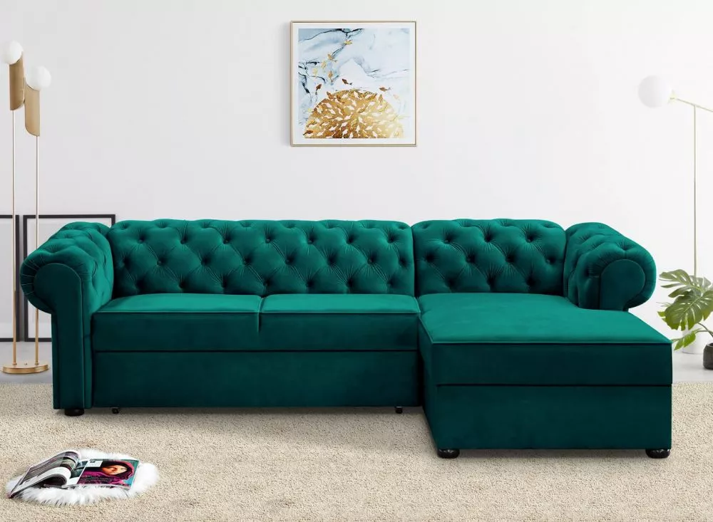 Dīvāns Valentino L standard · Tumši zaļš · 180 × 280 × 81 cm