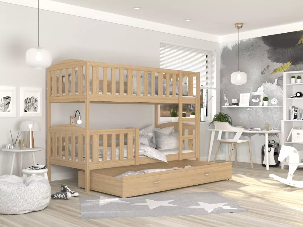 Bērnu gulta Kubus 80x160 ar stelāžām Guļamvietas platums: 80 cm, Guļamvietas garums: 160 cm, · 86 × 168 × 158 cm