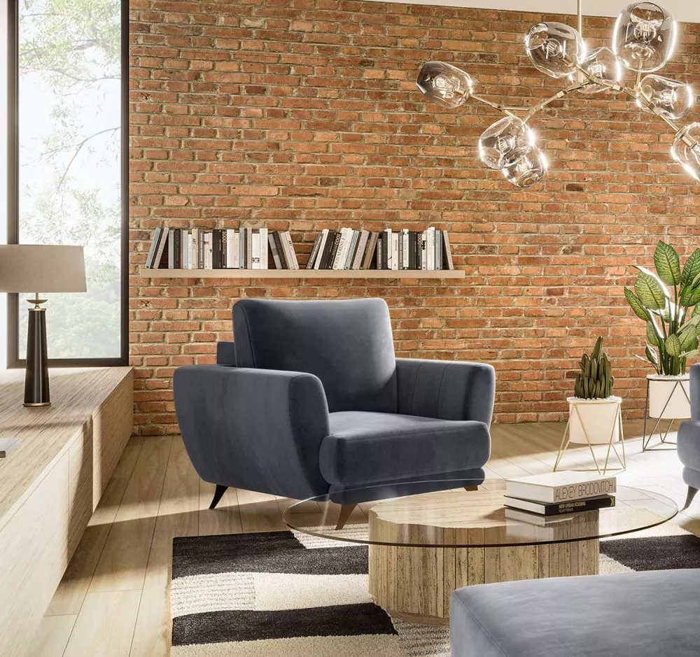 Mīksts krēsls Megis 1S Premium standard Sēdvietas dziļums: 60 cm, · Grafīts · 102 × 94 × 87 cm
