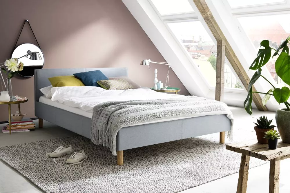 Gulta Lena Standard ar stelāžu Guļamvietas platums: 140 cm, Guļamvietas garums: 200 cm, stelāžas tips: koka, · Gaiši zil