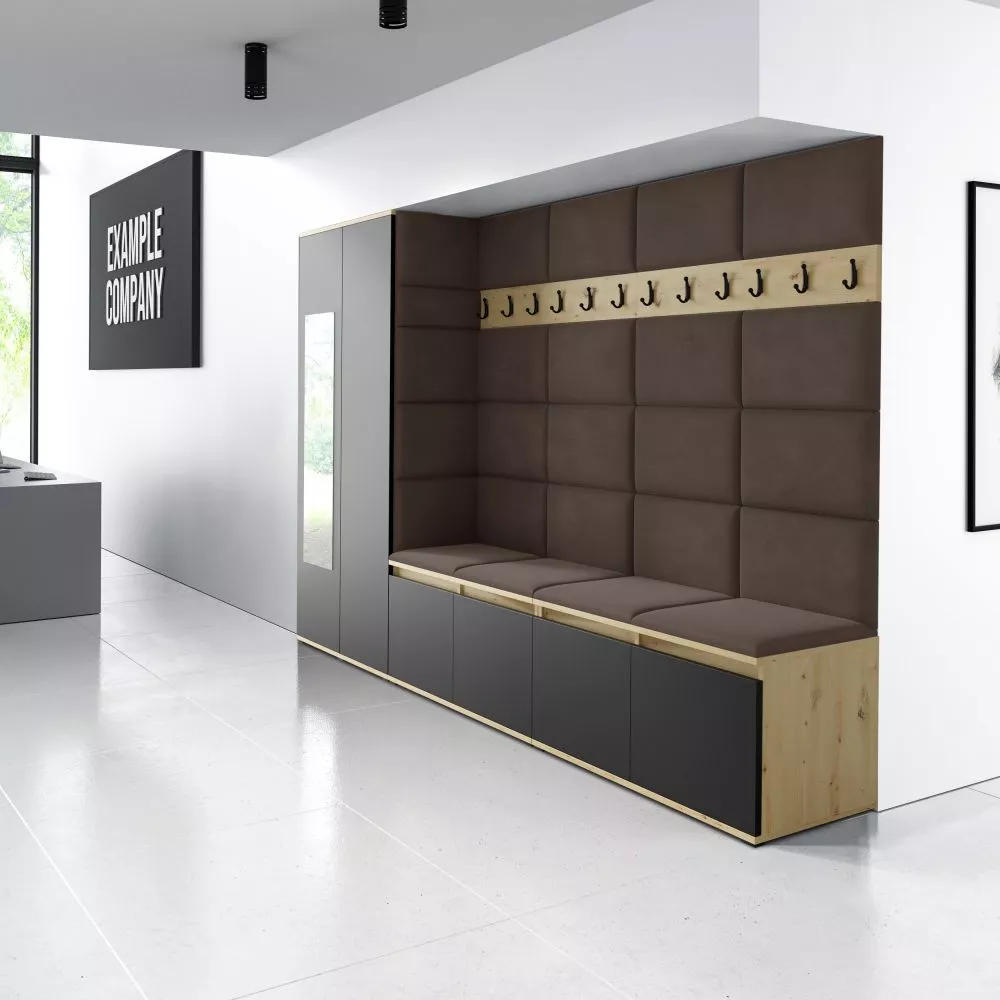 Apavu plaukts Emi 9 Trinity Korpusa krāsa: ozols artisan + melns, · 290 × 185 × 40 cm