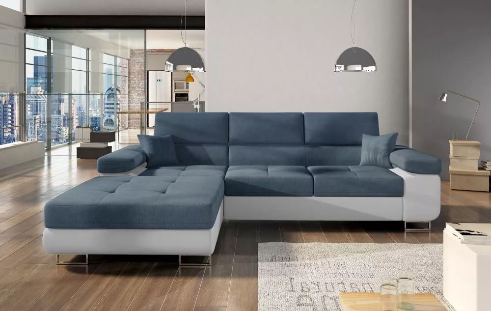 Dīvāns Armando Lux Standard · Gaiši zils + balts · 205 × 280 × 90 cm