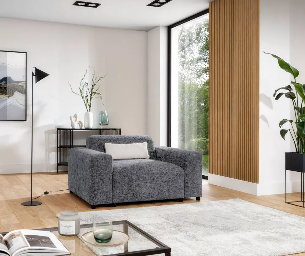 Mīksts krēsls Roma 1S Standard Sēdvietas dziļums: 73 cm, · Zili pelēks · 145 × 98 × 75 cm