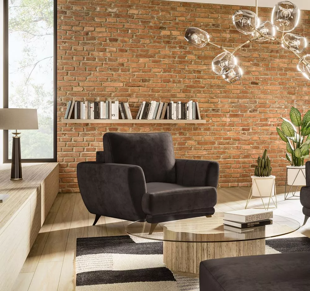 Mīksts krēsls Megis 1S Lux standard Sēdvietas dziļums: 60 cm, · Tumši brūns · 102 × 94 × 87 cm