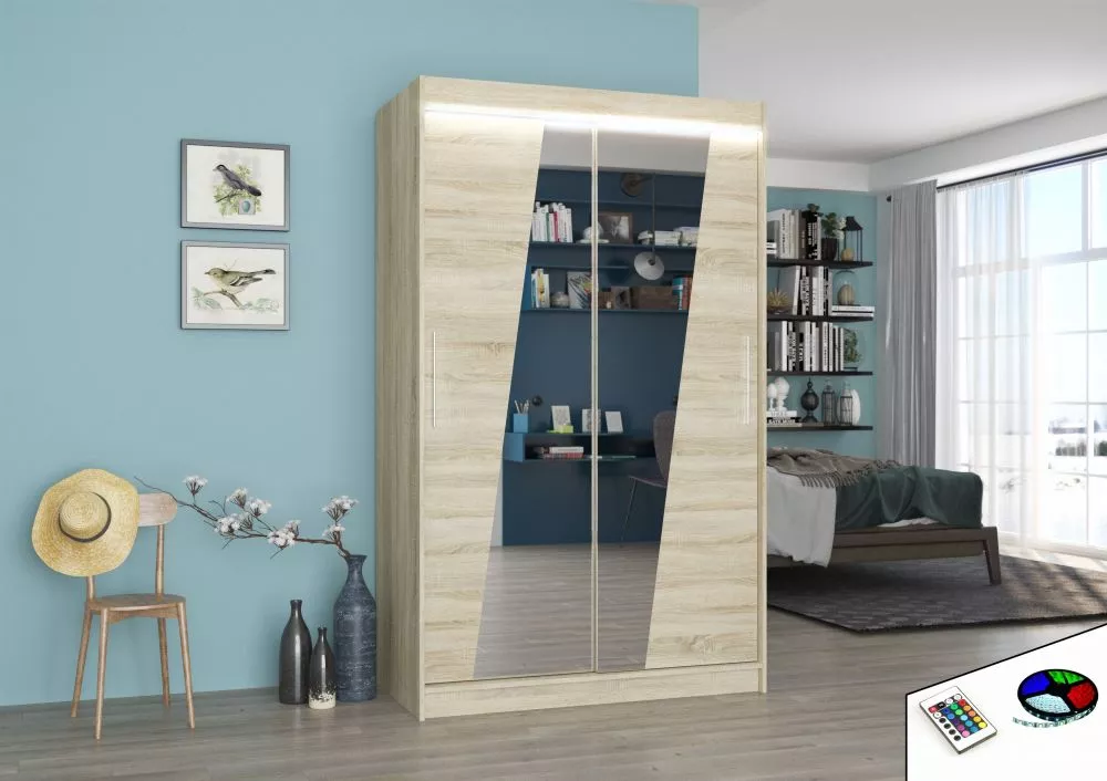 Skapis Texas ar LED · Sonoma · 120 × 58 × 200 cm