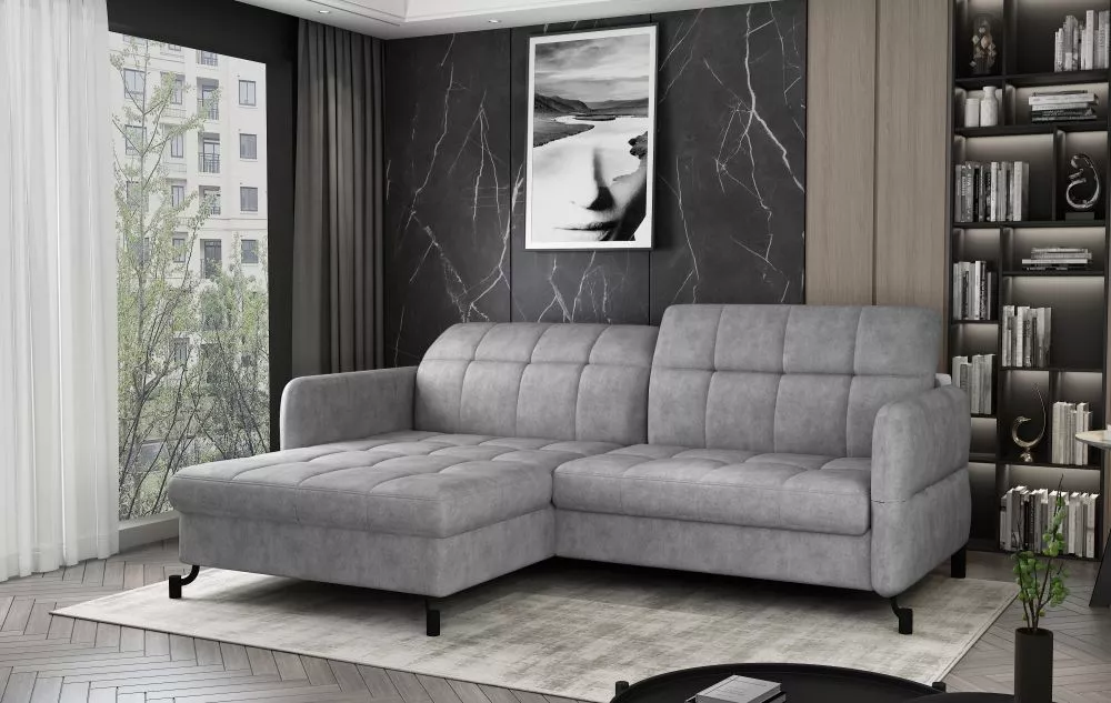 Dīvāns Lorelle Premium standard · Gaiši pelēks · 160 × 225 × 105 cm