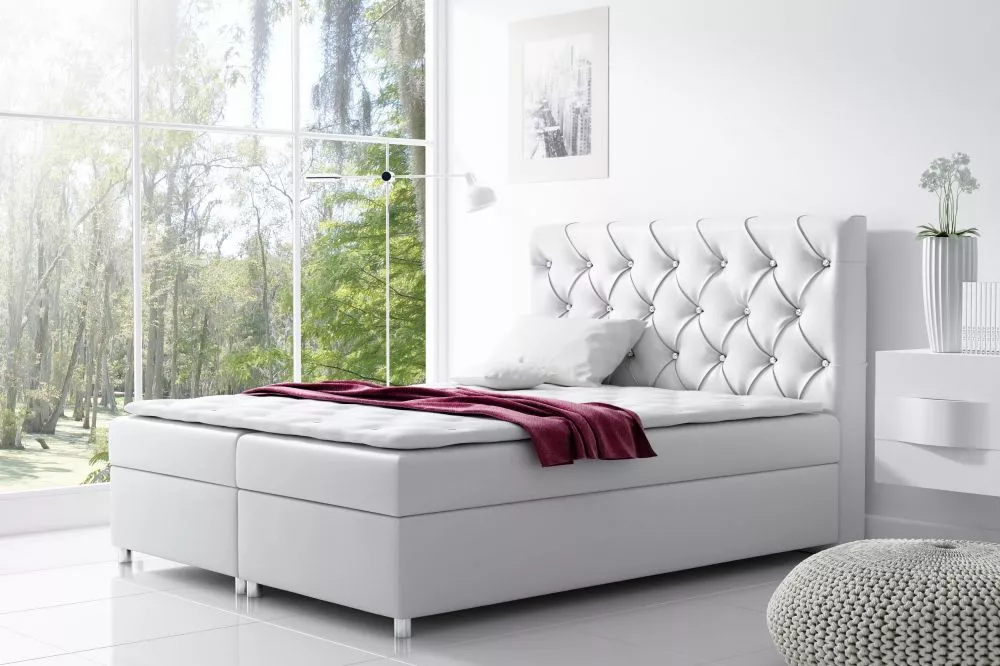 Gulta Roma 1 Boxspring Standard Guļamvietas platums: 120 cm, Guļamvietas garums: 200 cm, · Balts · 120 × 213 × 130 cm