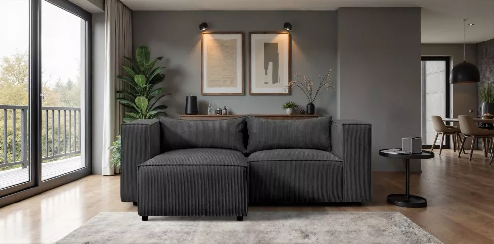 Dīvāns Modulo Corner Standard · Melns · 185 × 210 × 71 cm