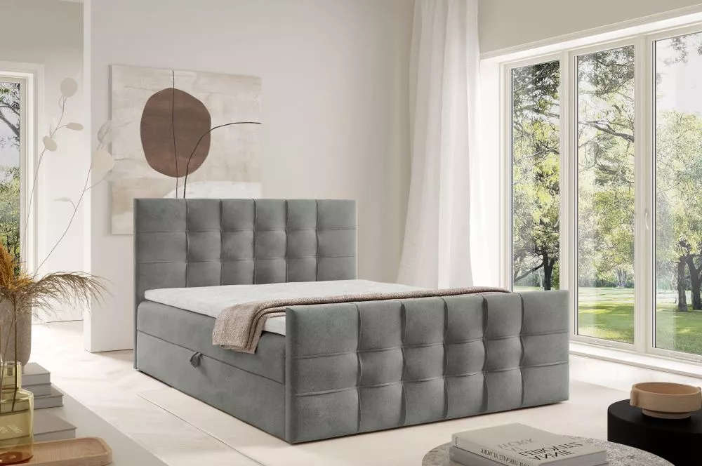 Gulta Top 1 Lux Boxspring Standard Guļamvietas platums: 120 cm, Guļamvietas garums: 200 cm, · Pelēks · 124 × 213 × 103 c