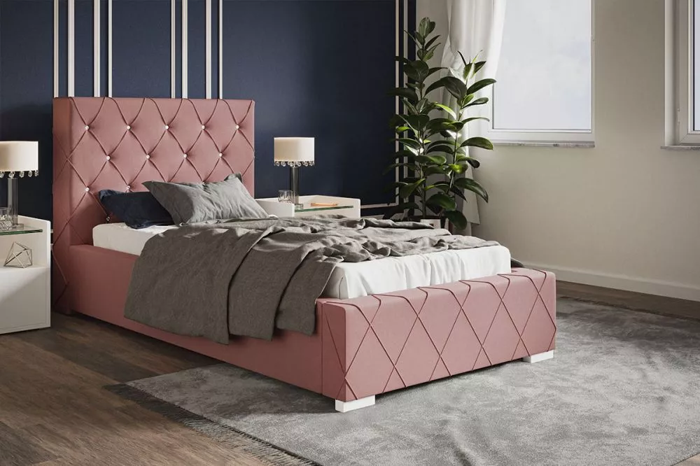 Gulta Bed 4 standard ar stelāžu Guļamvietas platums: 90 cm, Guļamvietas garums: 200 cm, stelāžas tips: koka, · Rozā · 11