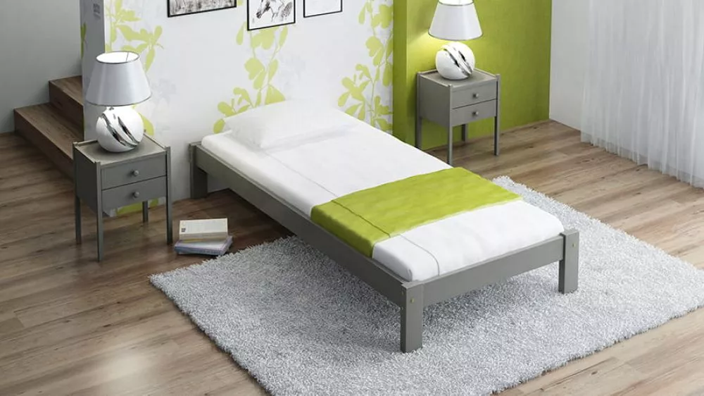 Gulta Liliana ar stelāžu Guļamvietas platums: 90 cm, Guļamvietas garums: 200 cm, · Pelēks · 100 × 208 × 34 cm