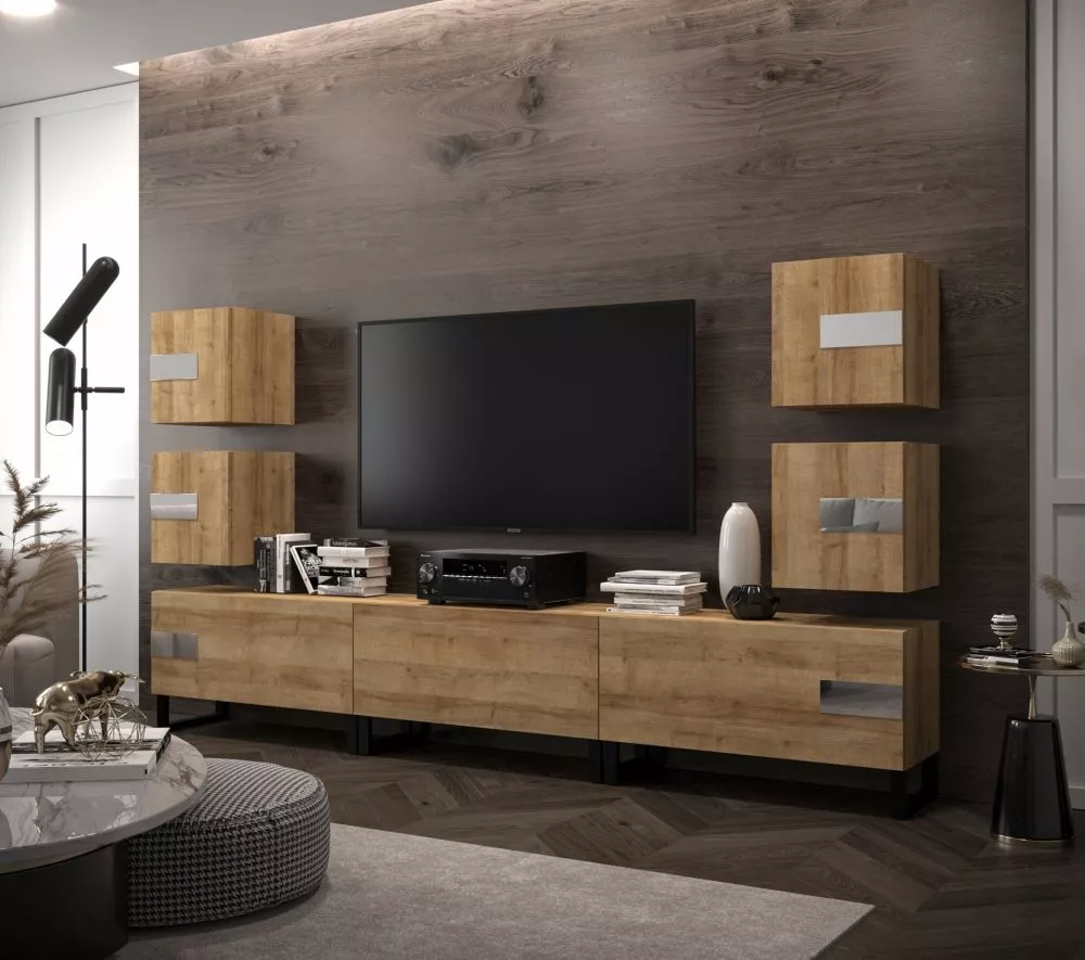 Sekcija New Concept C95 · Zelta ozols · 257 × 35 × 150 cm