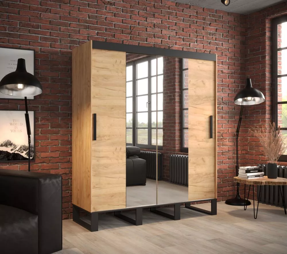 Skapis Loft T1 · Ozols craft zelts · 180 × 62 × 212 cm