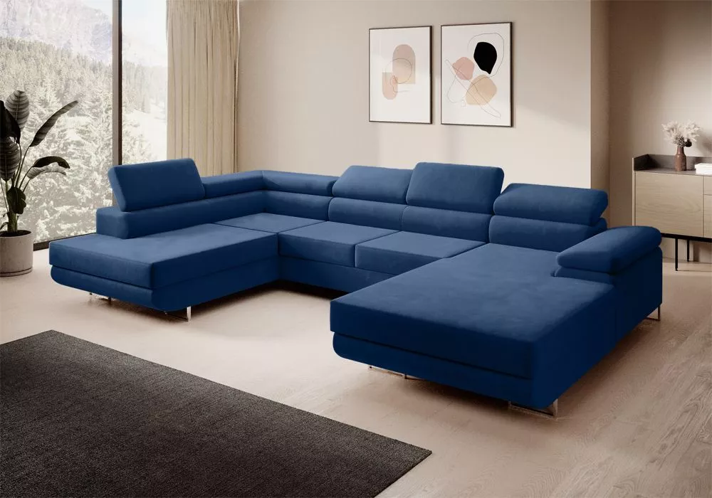 Dīvāns Corner 274 U standard · Zils · 203 × 347 × 90 cm