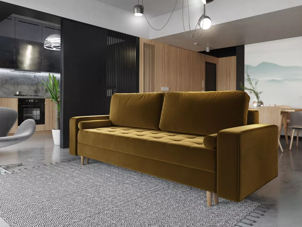 Dīvāns Prima Sofa standard · Dzeltens · 91 × 238 × 90 cm