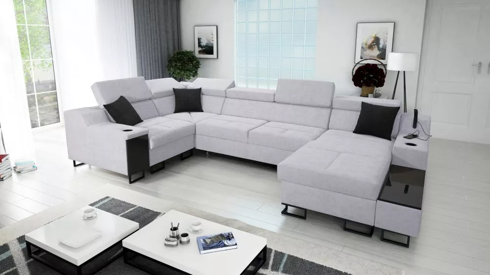 Dīvāns Alicante 4 Mini Standard · Gaiši pelēks · 211 × 342 × 81 cm