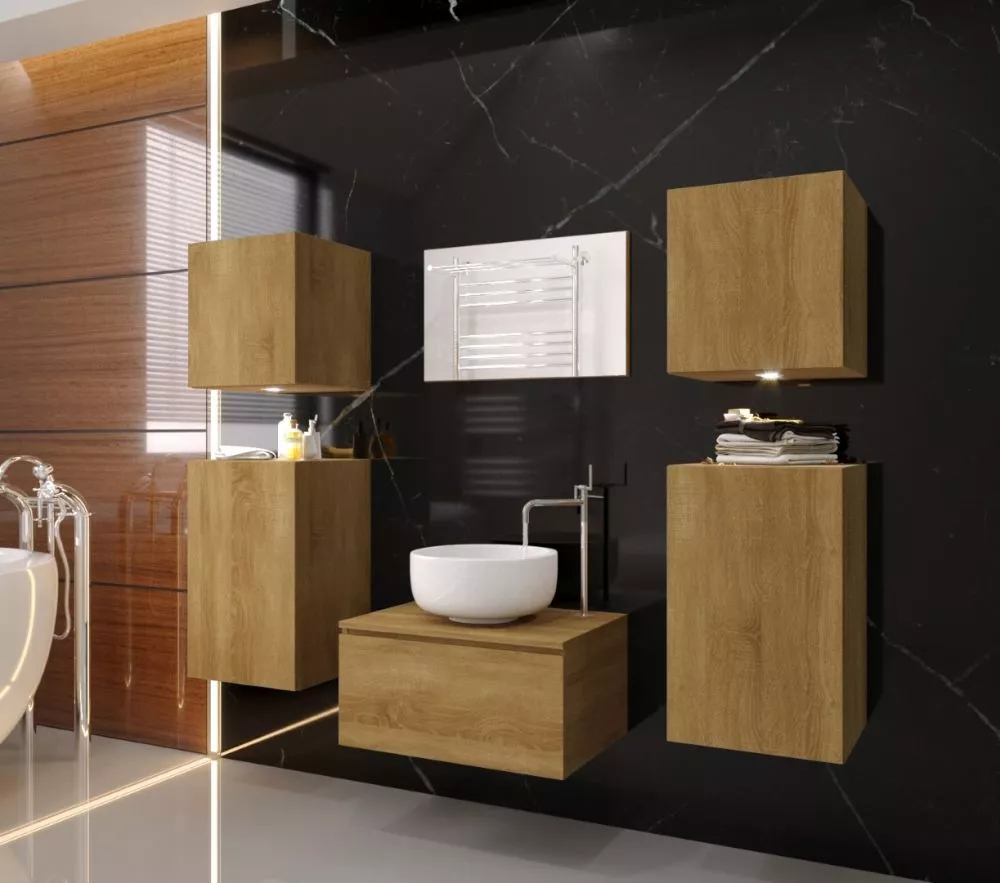 Vannas istabas komplekts Alius 19 ar LED · Zelta ozols · 120 × 174 × 35 cm