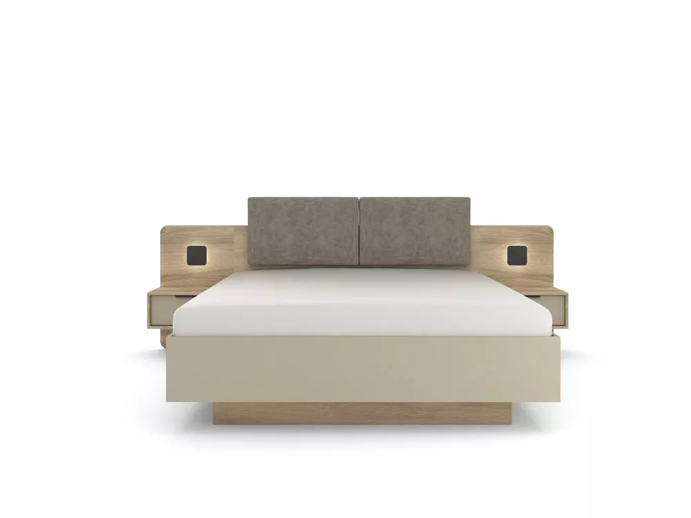 Gulta Letto D LED ar stelāžu Guļamvietas platums: 160 cm, Korpusa krāsa: tumšais ozols terra, Guļamvietas garums: 200 cm
