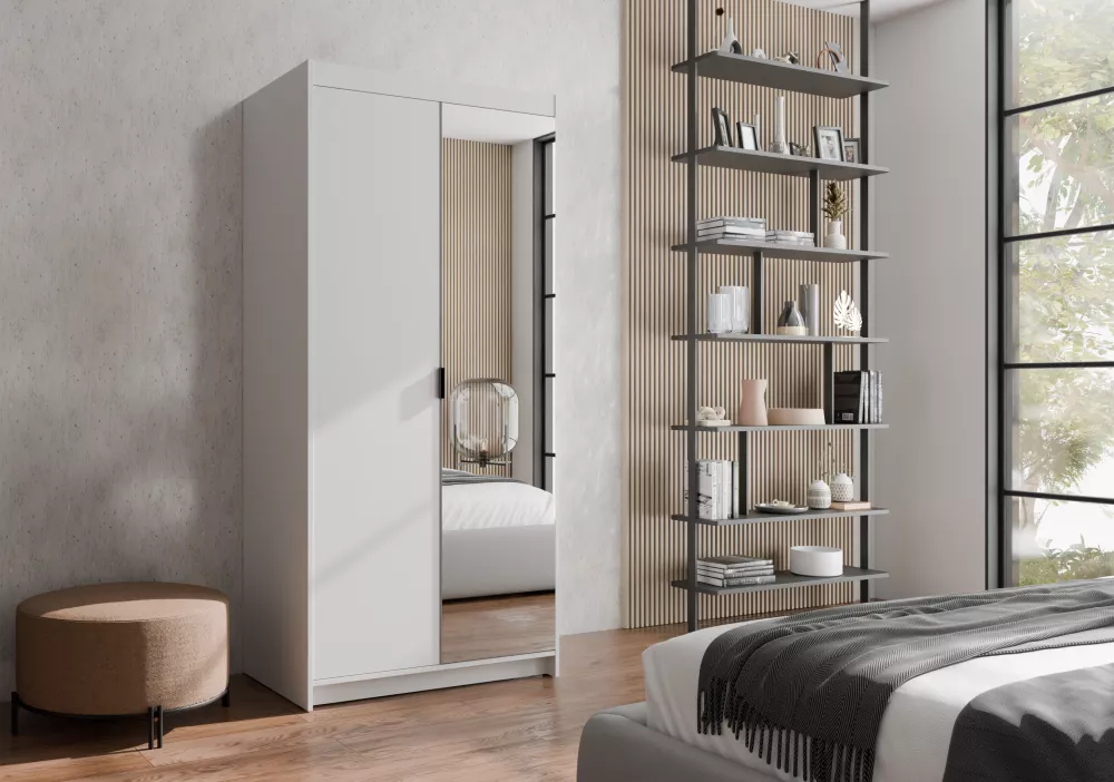 Skapis Elena 2D ar spoguli · Balts · 89.7 × 53 × 190.5 cm