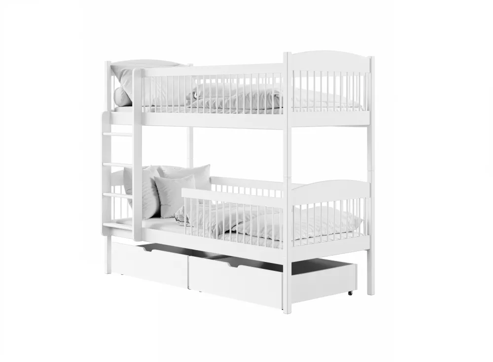 Bērnu gulta Luna 80x180 ar stelāžām Guļamvietas platums: 80 cm, Guļamvietas garums: 180 cm, · Balts · 87 × 188 × 162 cm