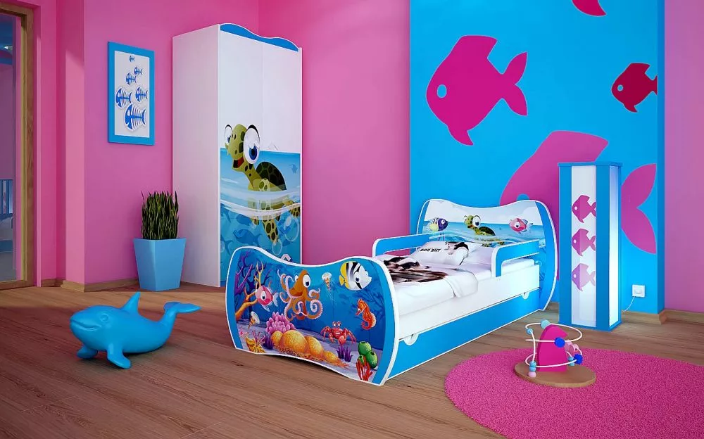 Bērnu gulta Dream L06 180x90 DM28 ar stelāžu Guļamvietas platums: 90 cm, Guļamvietas garums: 180 cm, · 114 × 184 × 71 cm