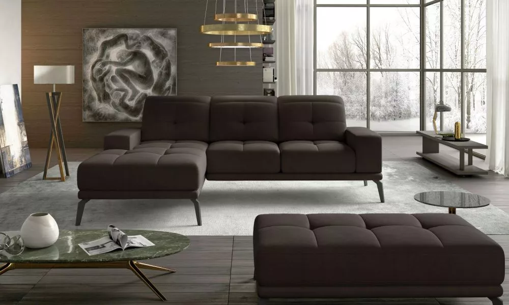 Dīvāns Torrense Lux Standard ar pufu · Brūns · 175 × 265 × 77 cm