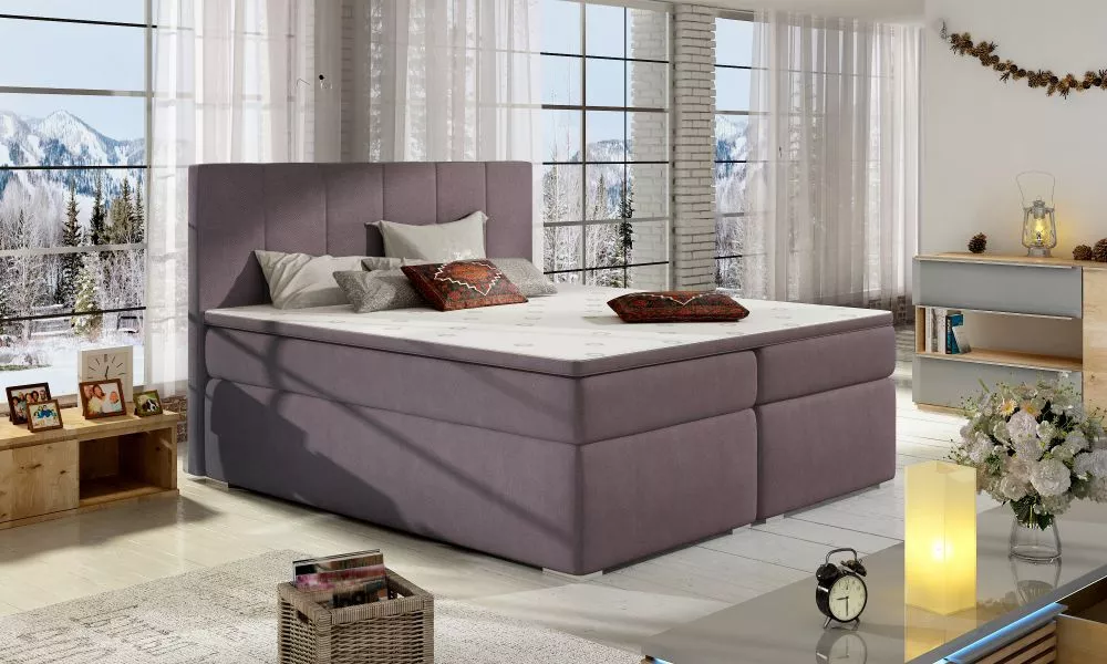 Gulta Bolero Boxspring standard Guļamvietas platums: 140 cm, Guļamvietas garums: 200 cm, · Violets · 143 × 205 × 126 cm