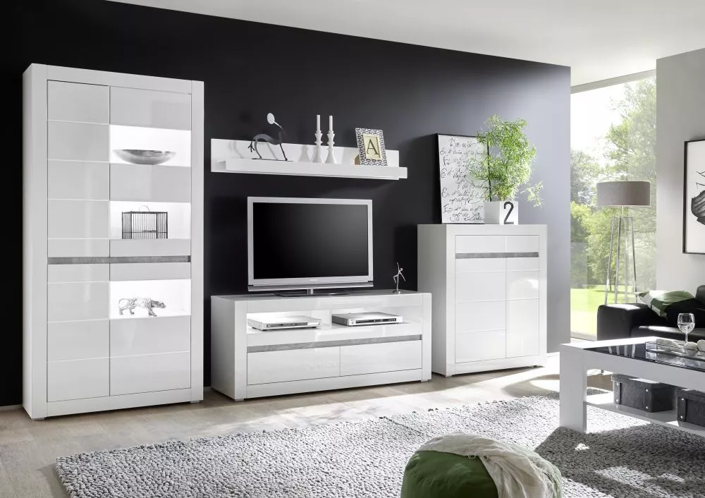Komplekts Carat Set ar LED Elementu krāsa: betons, · Balts · 42 × 198 cm