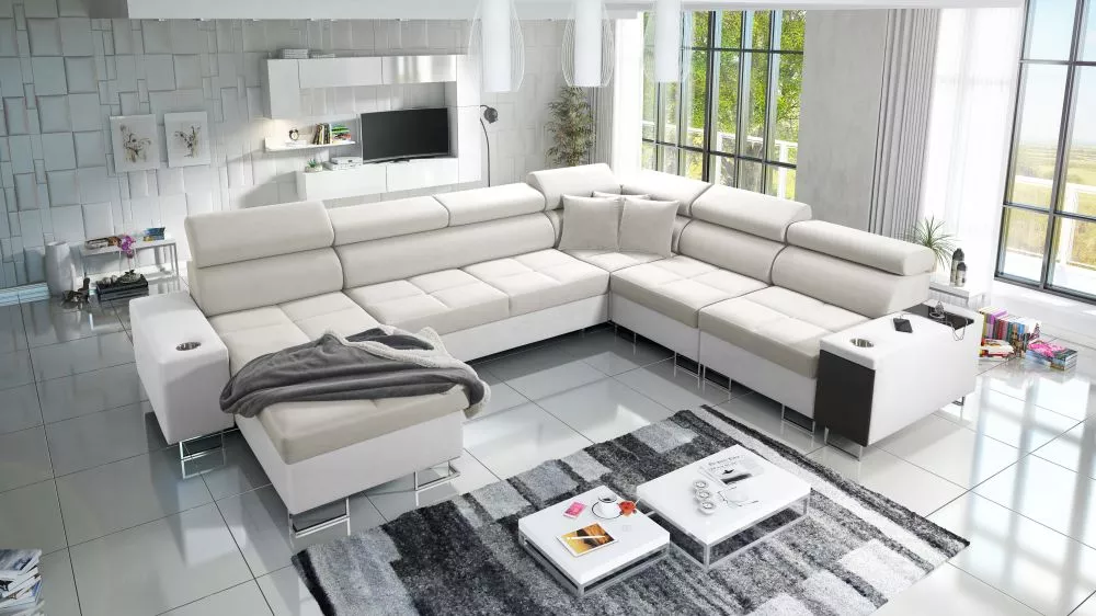 Dīvāns Morena 8 Premium Standard · Krēms + balts · 284 × 360 × 84 cm