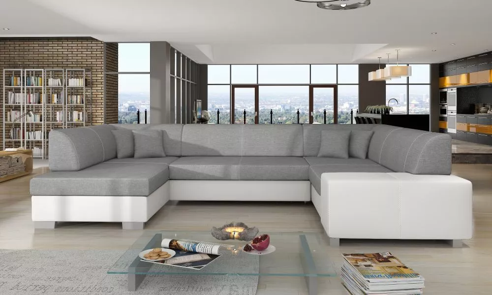 Dīvāns Havana standard · Pelēks + balts · 207 × 320 × 73 cm