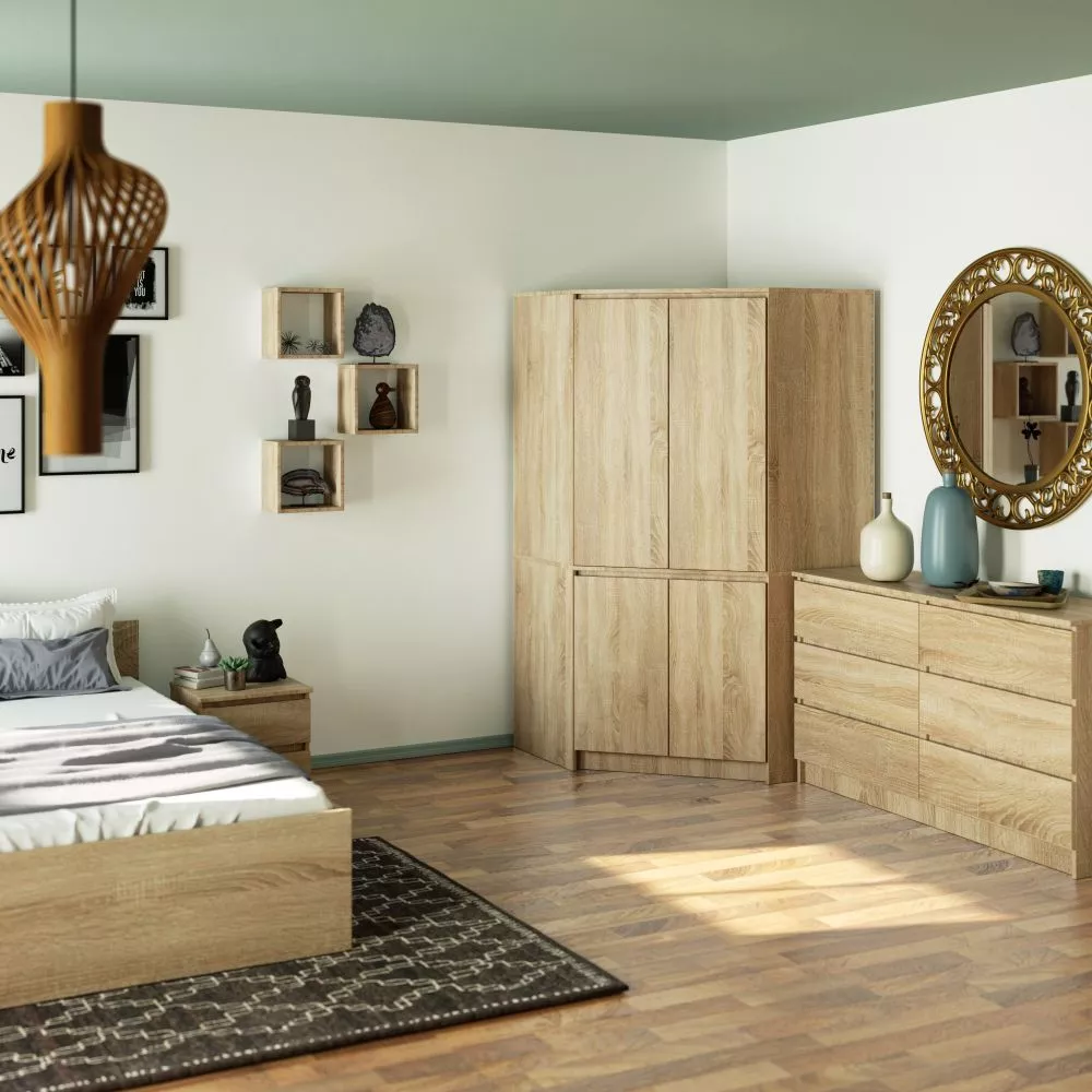 Skapis S100 Corner · Ozols sonoma · 100 × 100 × 180 cm