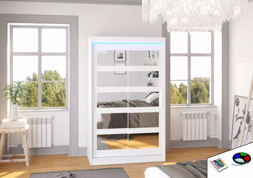 Skapis Salem ar LED · Balts · 120 × 58 × 200 cm