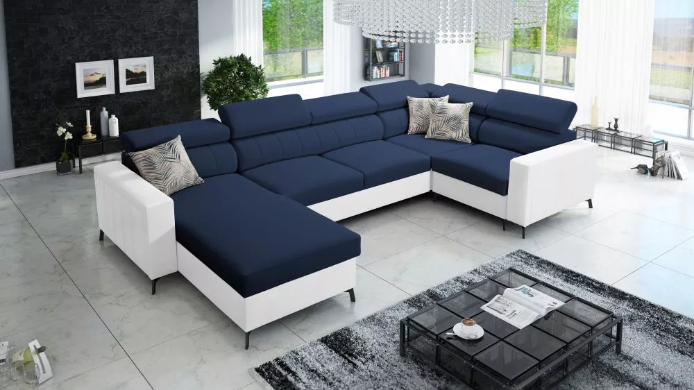 Dīvāns Baltico 5 Maxi Standard · Zils + balts · 198 × 351 × 83 cm