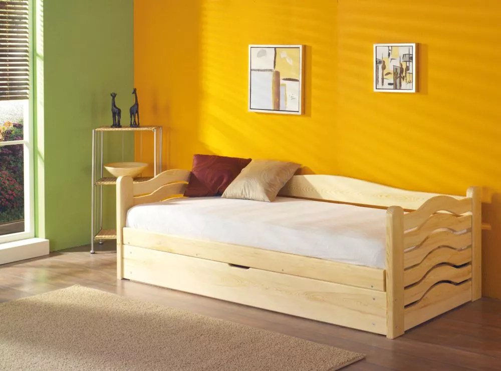 Bērnu gulta Olga Classic 80x180 ar stelāžu Guļamvietas platums: 80 cm, Guļamvietas garums: 180 cm, · Priede · 87 × 190 ×
