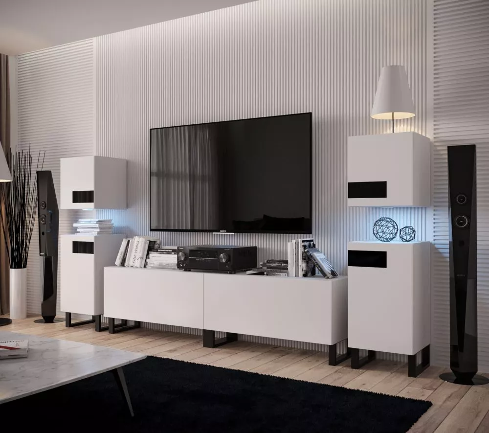 Sekcija New Concept C91 ar LED · Balts · 276 × 35 × 133 cm