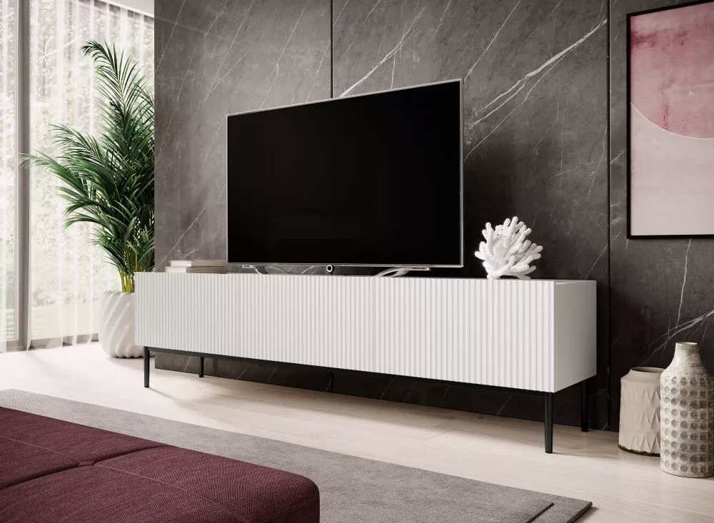 TV tumba Nicole RTV 200 2K1SZ Black · Balts · 200 × 45 × 53 cm