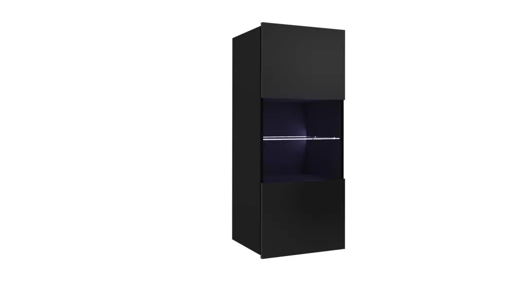Sekcija Calabrini C W ar LED · Melns · 45 × 32 × 117 cm