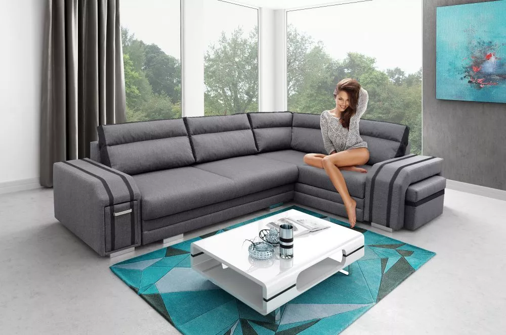 Dīvāns Avatar Standard · Tumši pelēks + melns · 205 × 305 × 90 cm